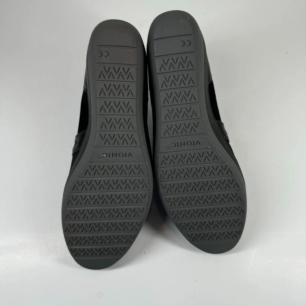 Vionic Juide Women's US 9.5 Black Suede Orthotic Mary Jane Casual Wedge Shoes